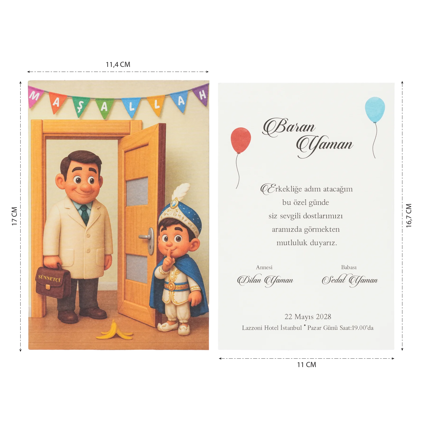 Sünnet Davetiyesi 30546 ölçüleri