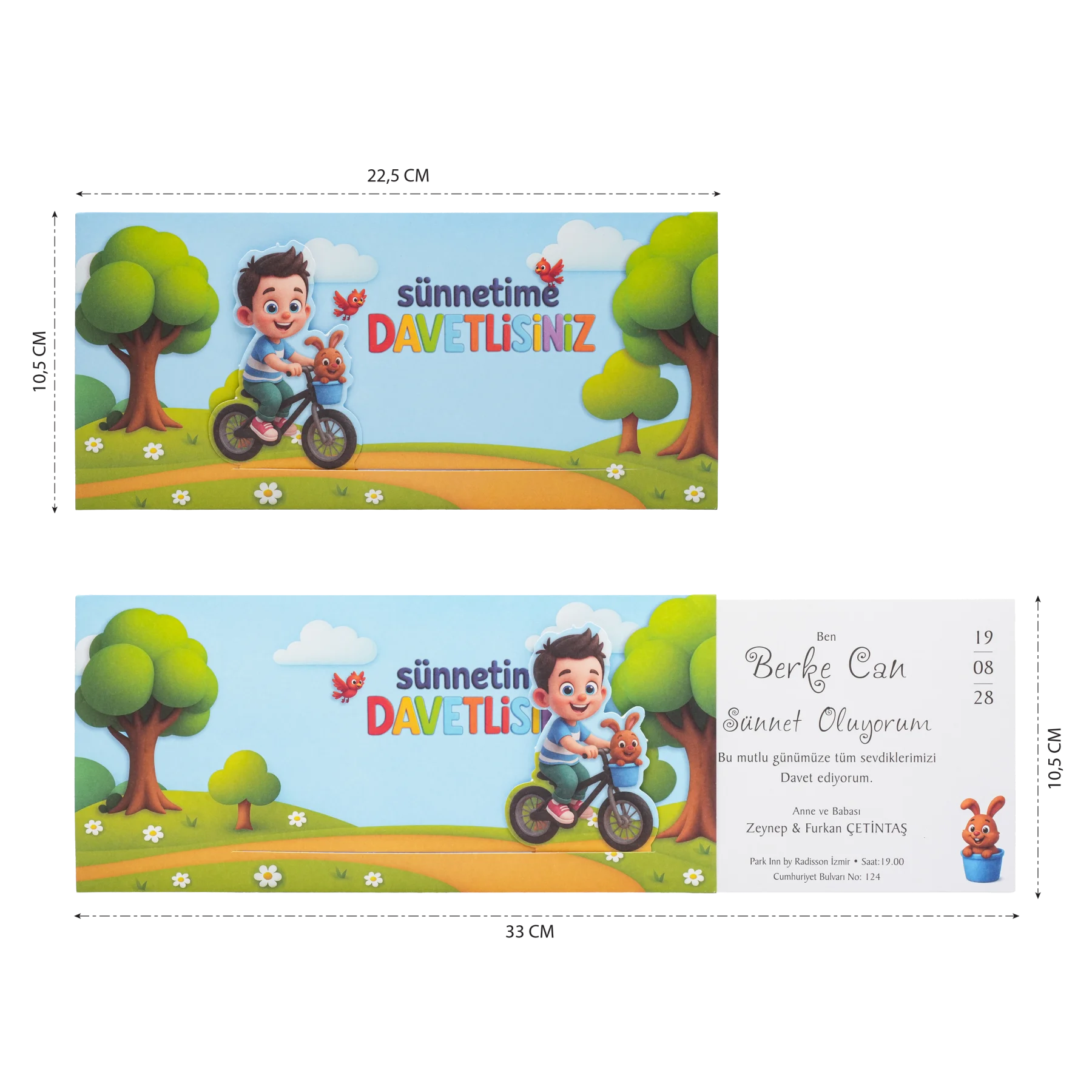 Sünnet Davetiyesi 30567 ölçüleri